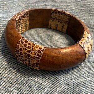 Wooden Bracelet Embellished with Animal Print Strips. EUC!